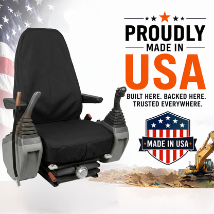 High Back Excavator Seat Cover - 20x28", Heavy Duty Canvas, Made in USA