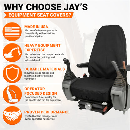 High Back Excavator Seat Cover - 20x28", Heavy Duty Canvas, Made in USA