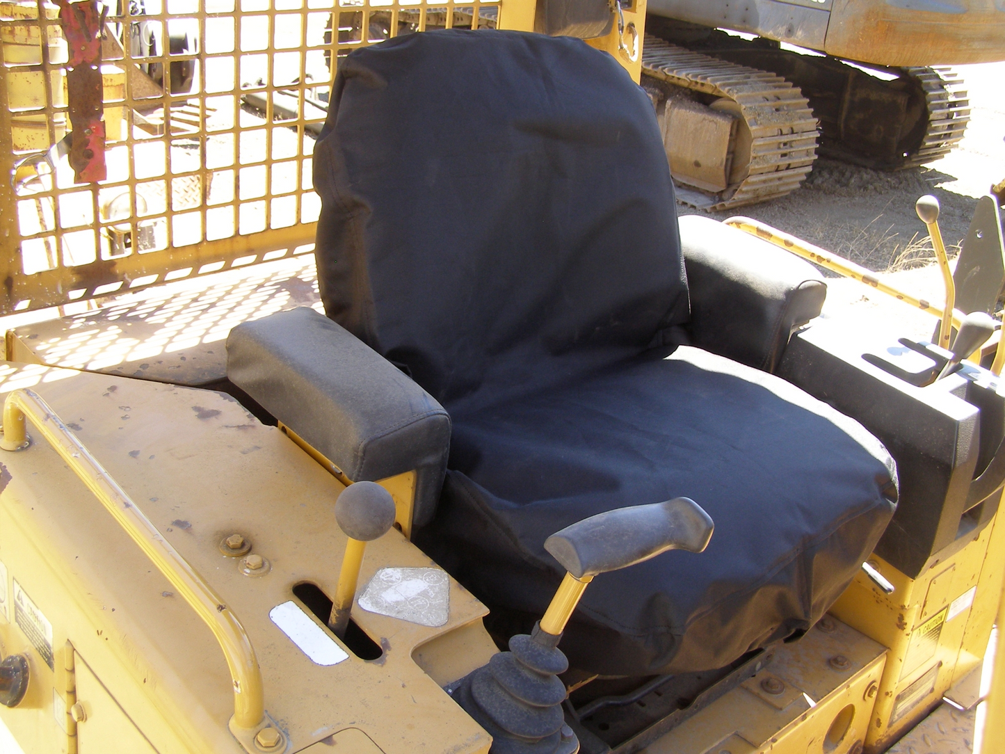 Low Back Backhoe Seat Cover - 20x20" Canvas or Vinyl, Made in USA