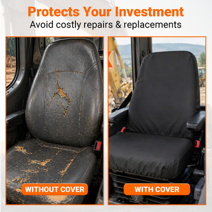 Low Back Backhoe Seat Cover - 20x20" Canvas or Vinyl, Made in USA