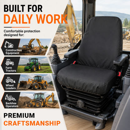Low Back Backhoe Seat Cover - 20x20" Canvas or Vinyl, Made in USA