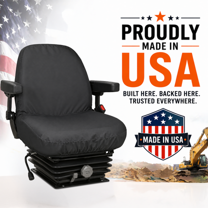Low Back Backhoe Seat Cover - 20x20" Canvas or Vinyl, Made in USA