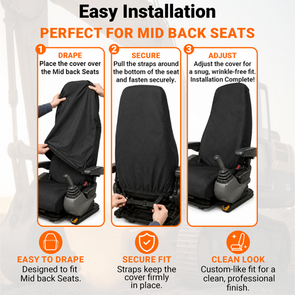 Mid Back Loader Seat Cover - 20x25" Canvas or Vinyl, Made in USA