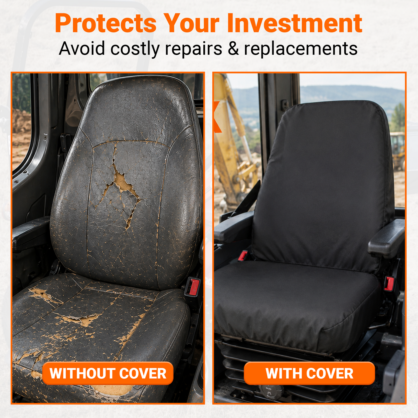 Mini Back Tractor Seat Cover - 16x16" Canvas or Vinyl, Made in USA