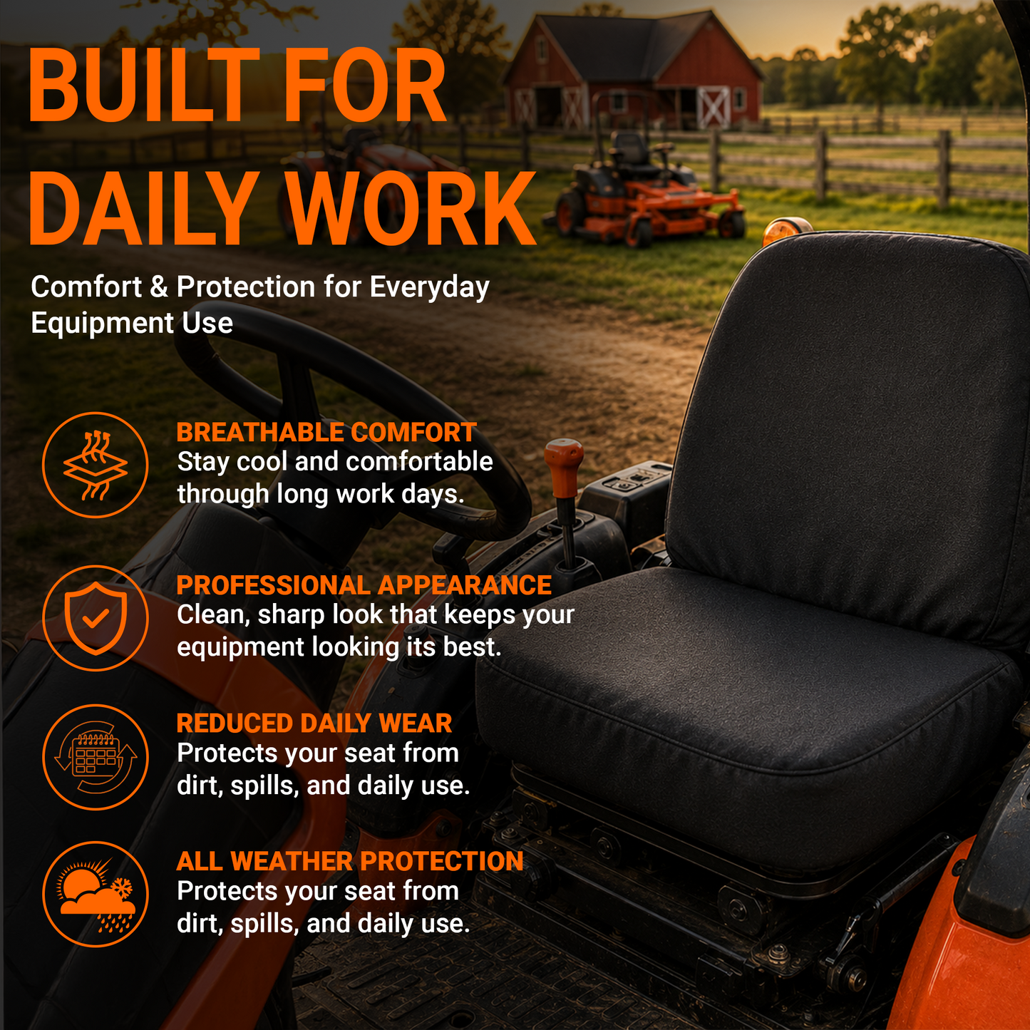 Mini Back Tractor Seat Cover - 16x16" Canvas or Vinyl, Made in USA