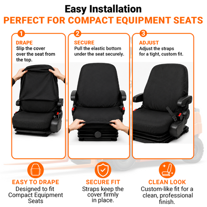 Mini Back Tractor Seat Cover - 16x16" Canvas or Vinyl, Made in USA