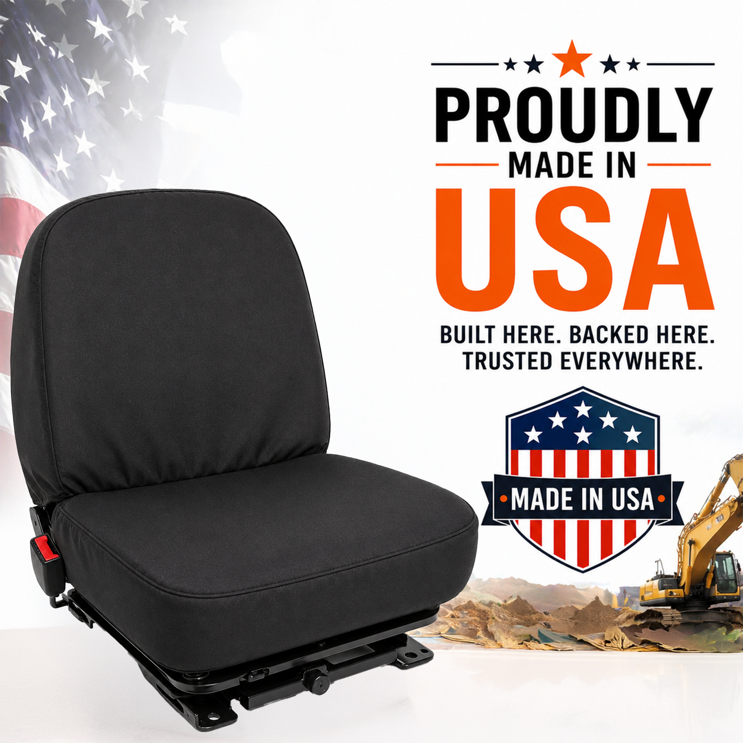 Mini Back Tractor Seat Cover - 16x16" Canvas or Vinyl, Made in USA