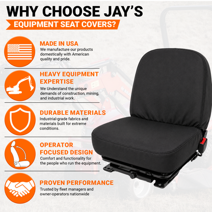 Mini Back Tractor Seat Cover - 16x16" Canvas or Vinyl, Made in USA