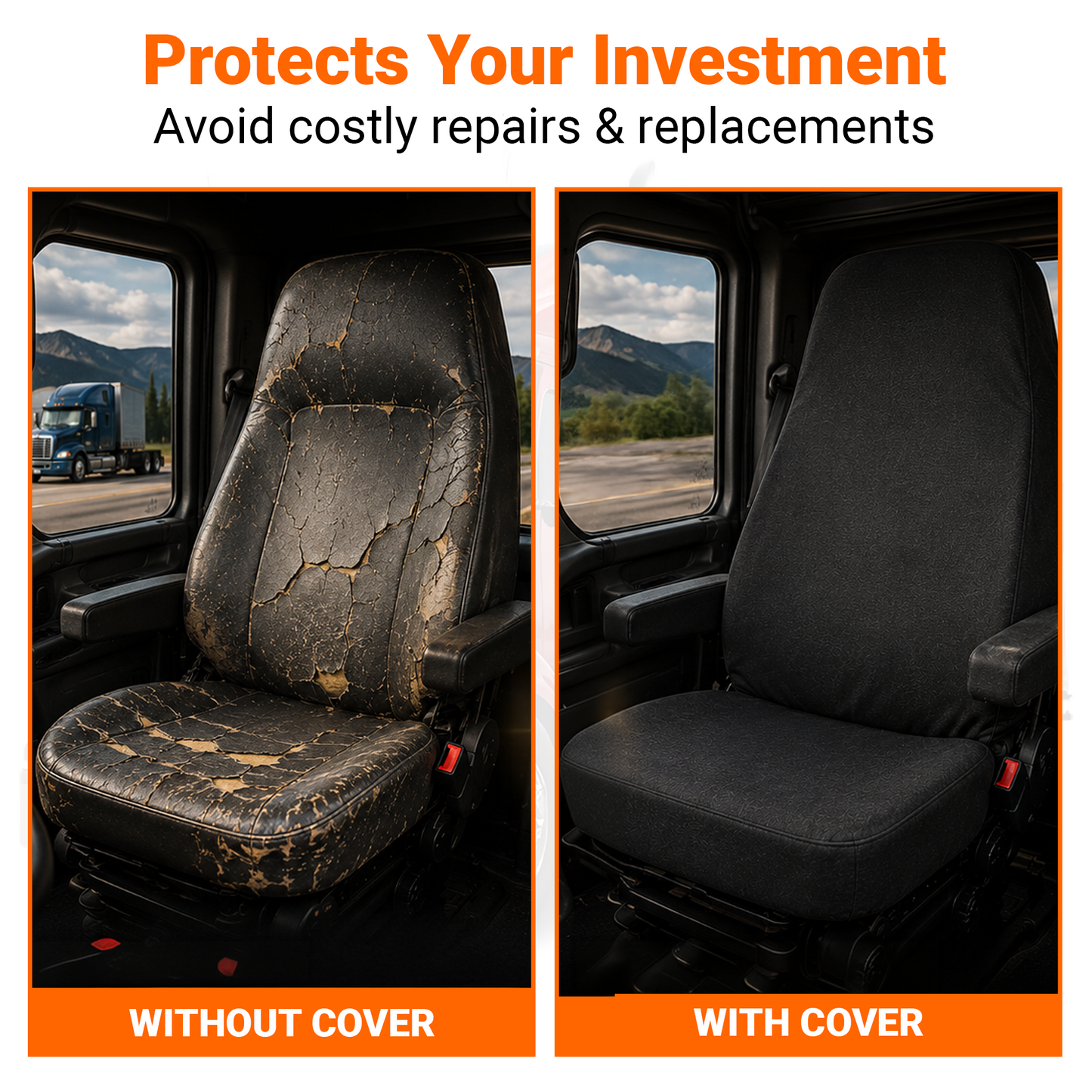 Semi Truck Seat Cover - 23x31" Heavy Duty Canvas, Made in USA