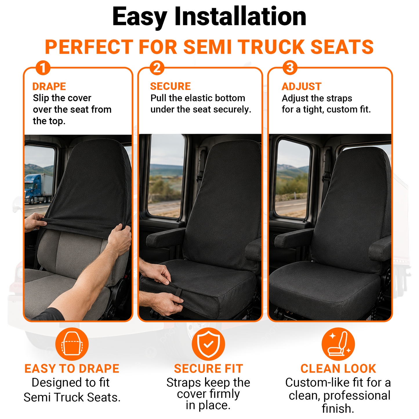 Semi Truck Seat Cover - 23x31" Heavy Duty Canvas, Made in USA