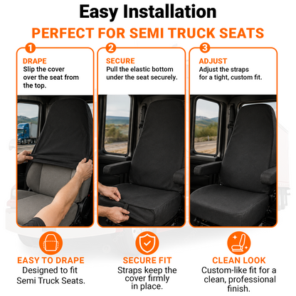 Semi Truck Seat Cover - 23x31" Heavy Duty Canvas, Made in USA