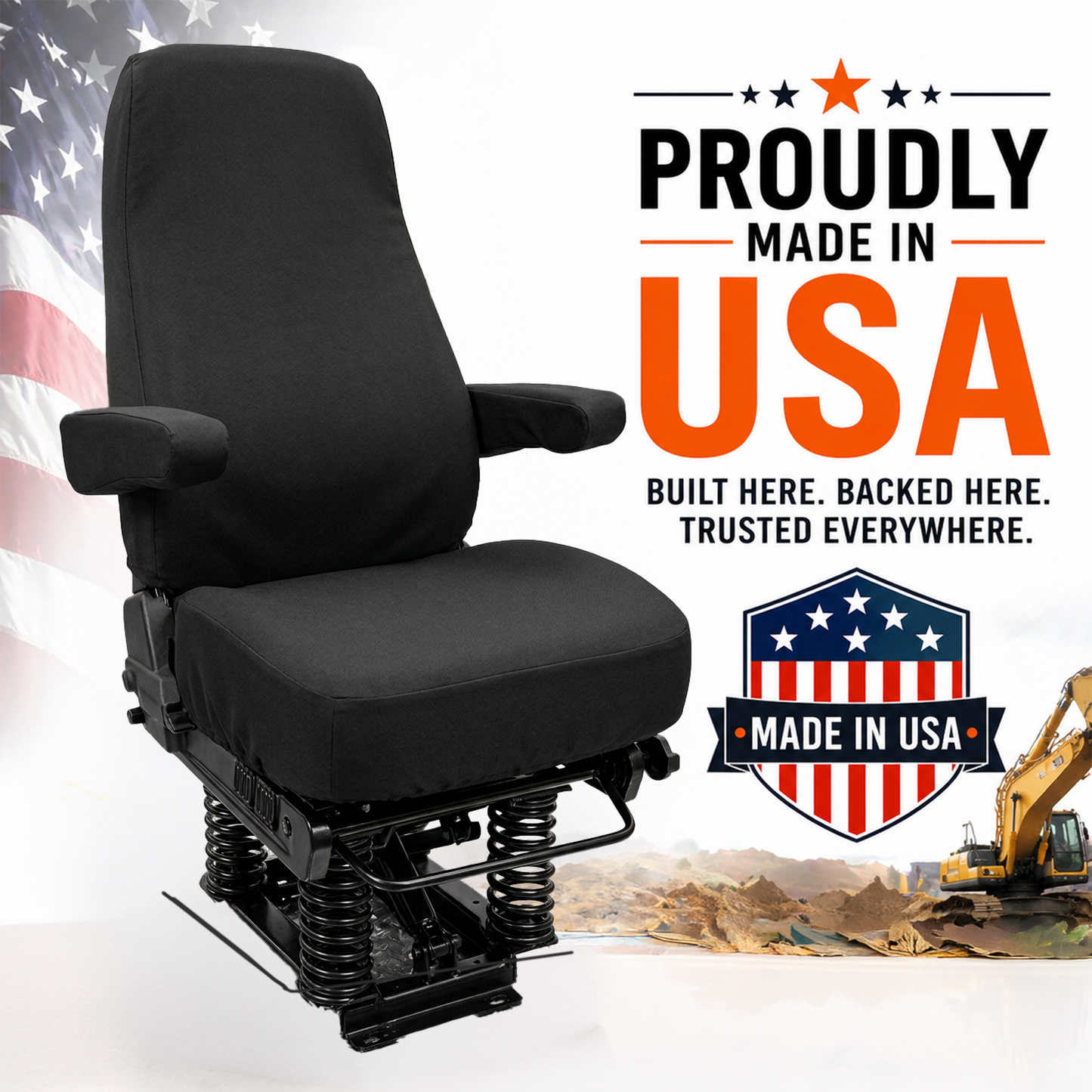 Semi Truck Seat Cover - 23x31" Heavy Duty Canvas, Made in USA