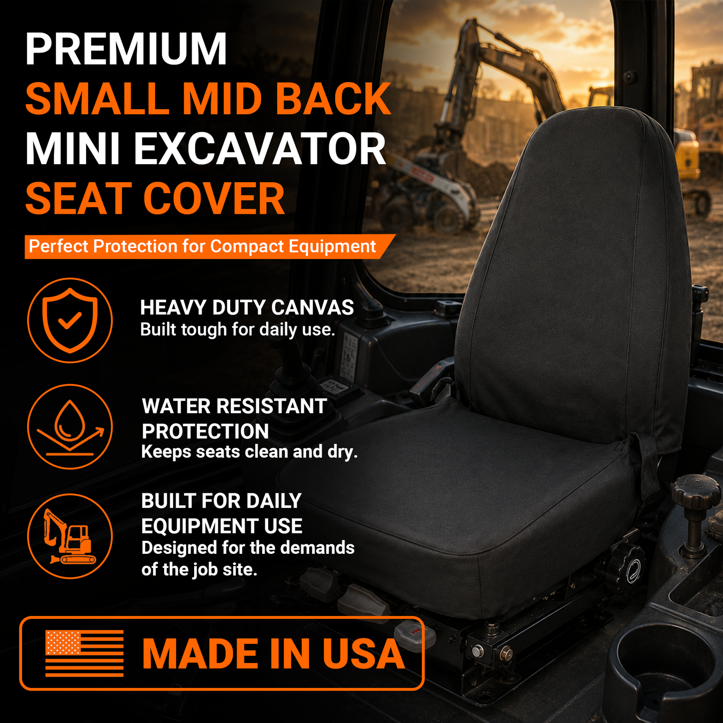 Small Mid Back Seat Cover 18x23" Canvas or Vinyl