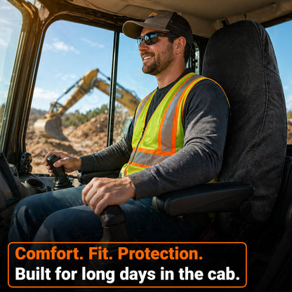 Super High Back Excavator Seat Cover - 20x35" Canvas, Made in USA