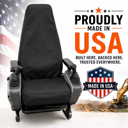 Super High Back Excavator Seat Cover - 20x35" Canvas, Made in USA