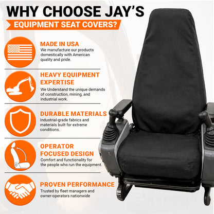 Super High Back Excavator Seat Cover - 20x35" Canvas, Made in USA