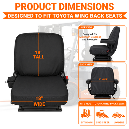 Toyota Forklift Wing Back Heavy Duty Seat Cover - Premium Protection & Comfort - Made in USA