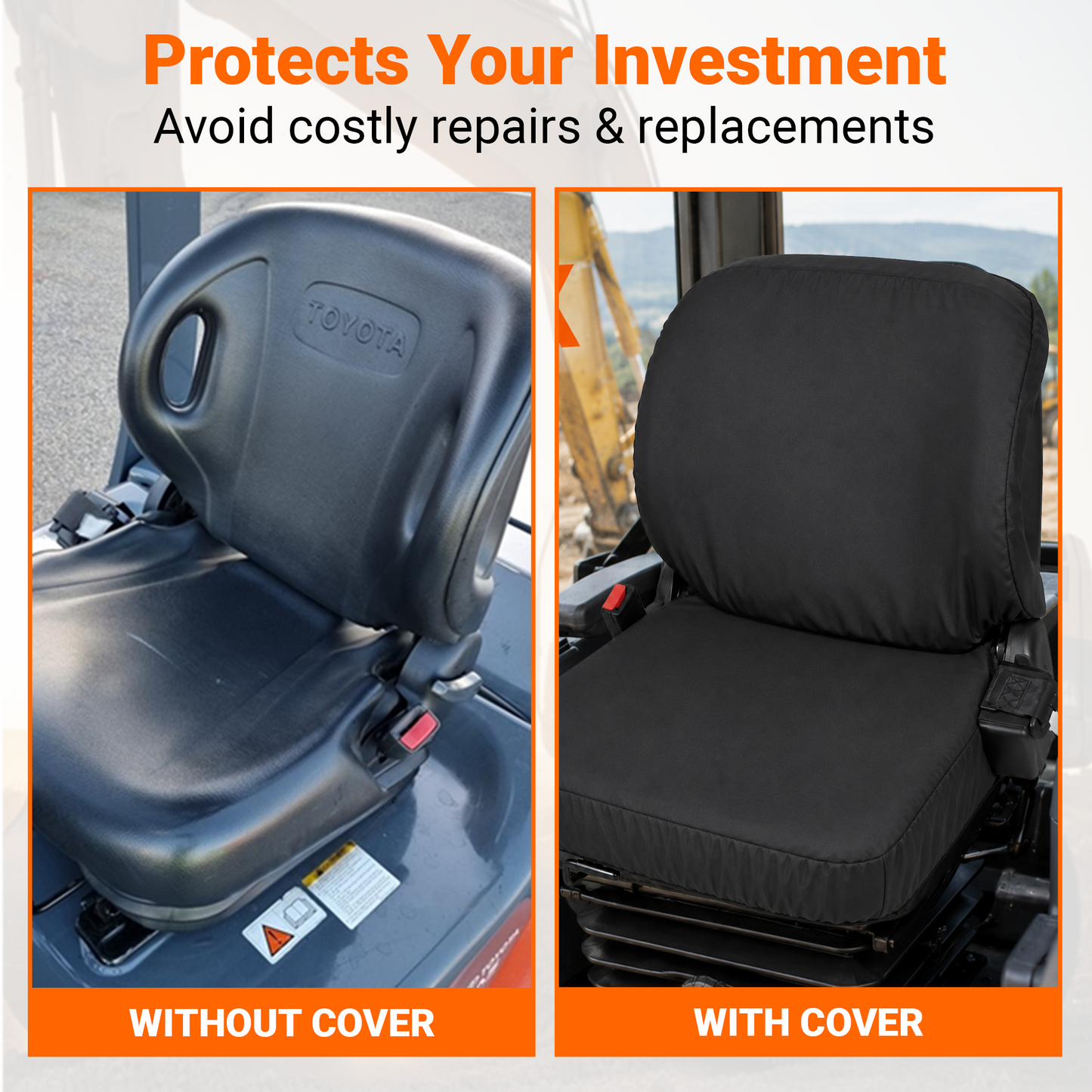 Toyota Forklift Wing Back Heavy Duty Seat Cover - Premium Protection & Comfort - Made in USA