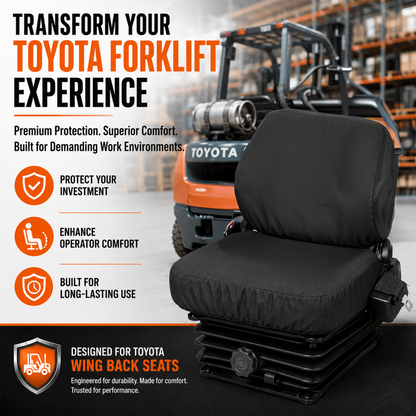 Toyota Forklift Wing Back Heavy Duty Seat Cover - Premium Protection & Comfort - Made in USA
