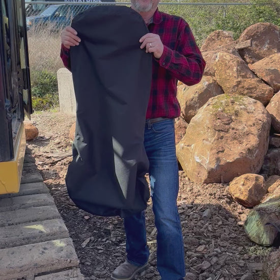 "Heavy duty canvas High back excavator seat cover 20x28 inches installation video"