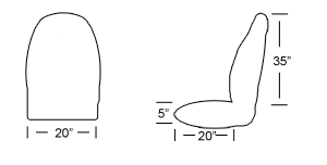 Super high back seat cover size dimensions
